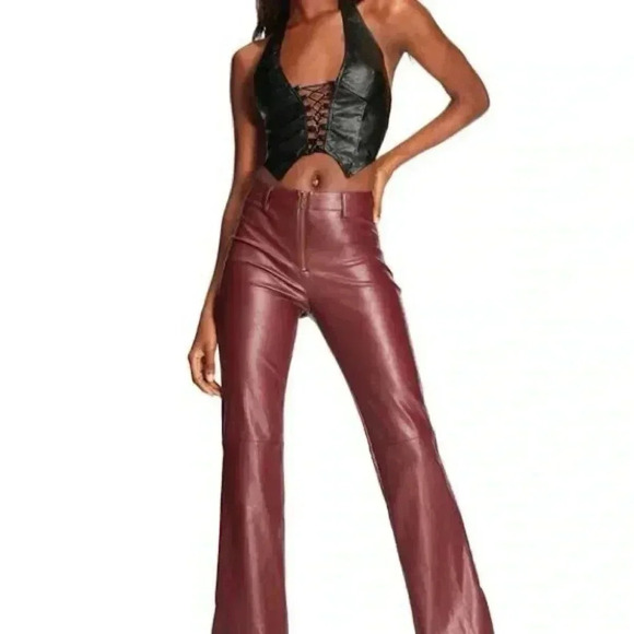 I am Gia Romy Vegan Leather  Pants XS oxblood - Picture 1 of 10